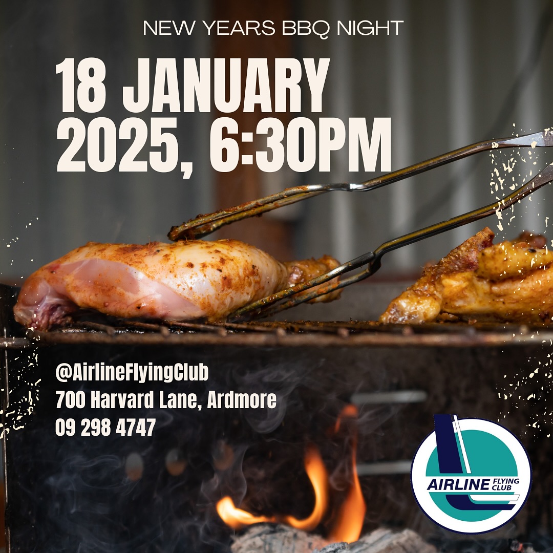 Kick Off 2025 with Airline Flying Club’s BBQ Night! 🍗🔥
This Saturday evening at Airline Flying Club, join us for our first BBQ night of the year! Bring your friends and family along for a fun evening with delicious food, drinks, and great company. The bar will be open early so come along and enjoy the good time!
We are forever thankful for our lifelong member Neville and his wife for their ongoing commitment for hosting these club events.
Entry fee: $15 per person
See you there! 🌟