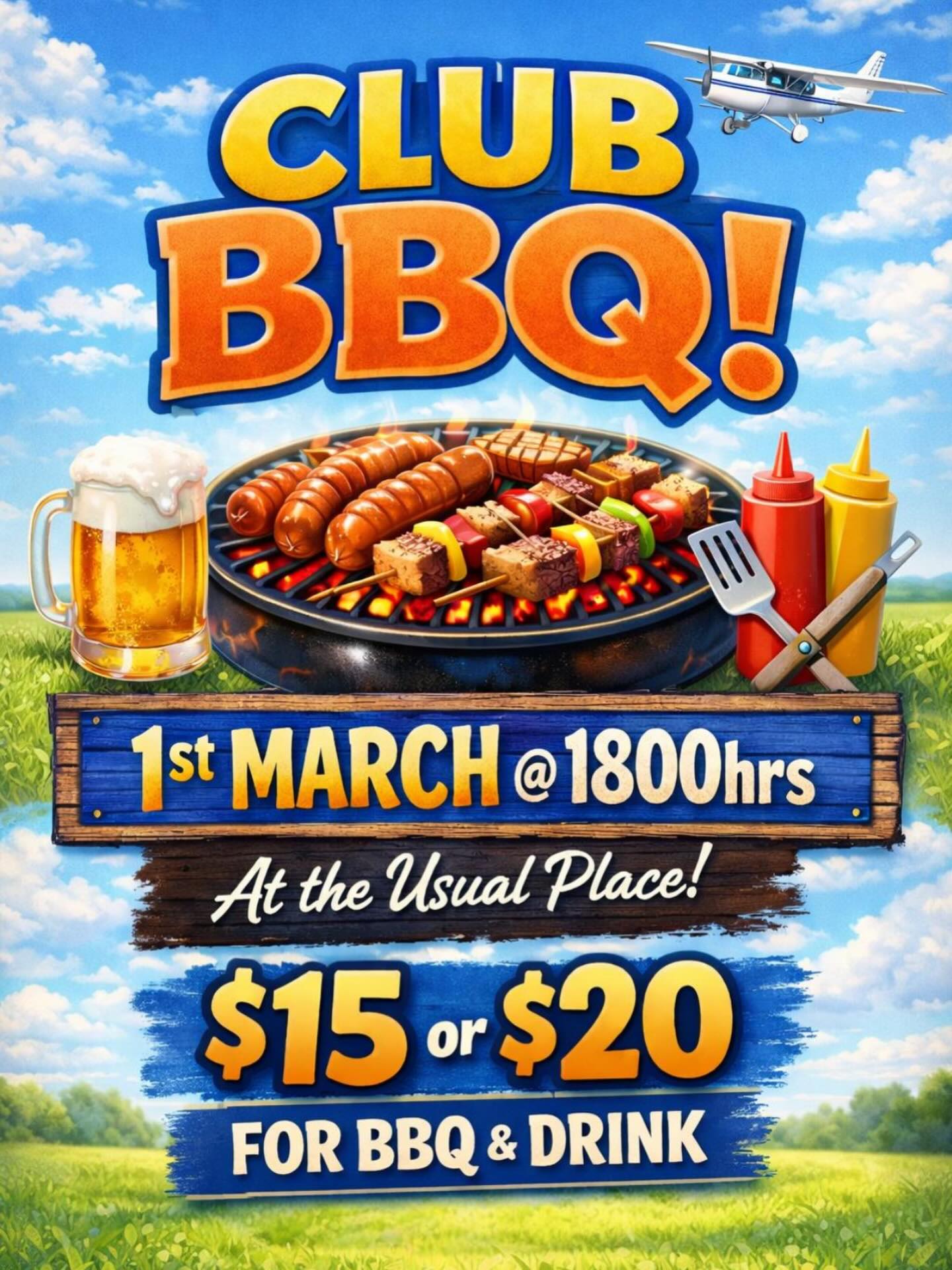 Club BBQ next Sunday 1st March at 1800
The usual place aka the club!
$15 for BBQ or $20 for BBQ and a drink 🍗🌭🧃🍺